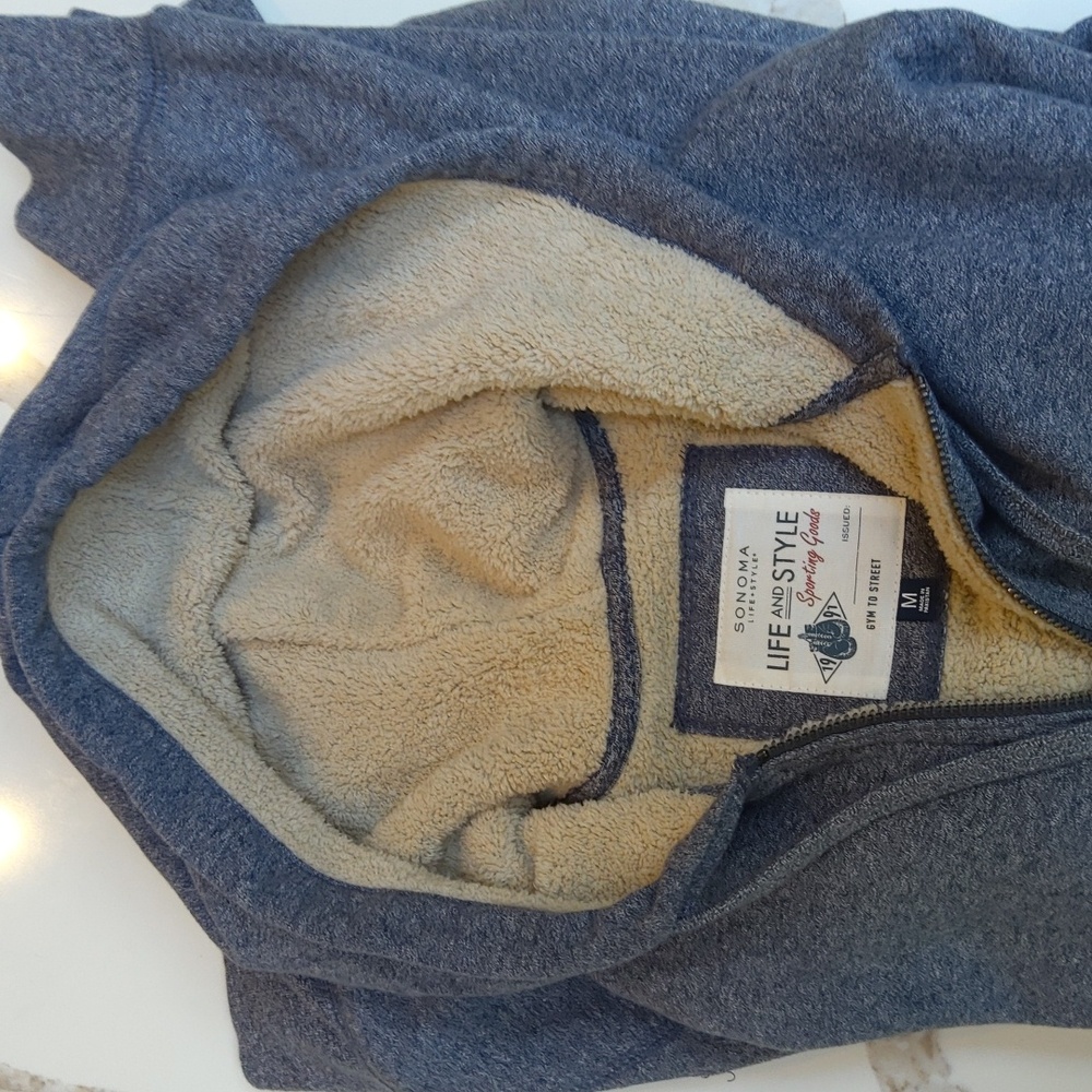 Sonoma Men's Heathered Blue Zip-Up Sweater